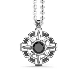 Store Zancan Silver Necklace With Wind Rose Pendant And Black Stone. Colliers