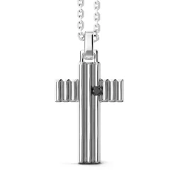 Best Zancan Silver Necklace With Cross Pendant And Black Stone. Colliers