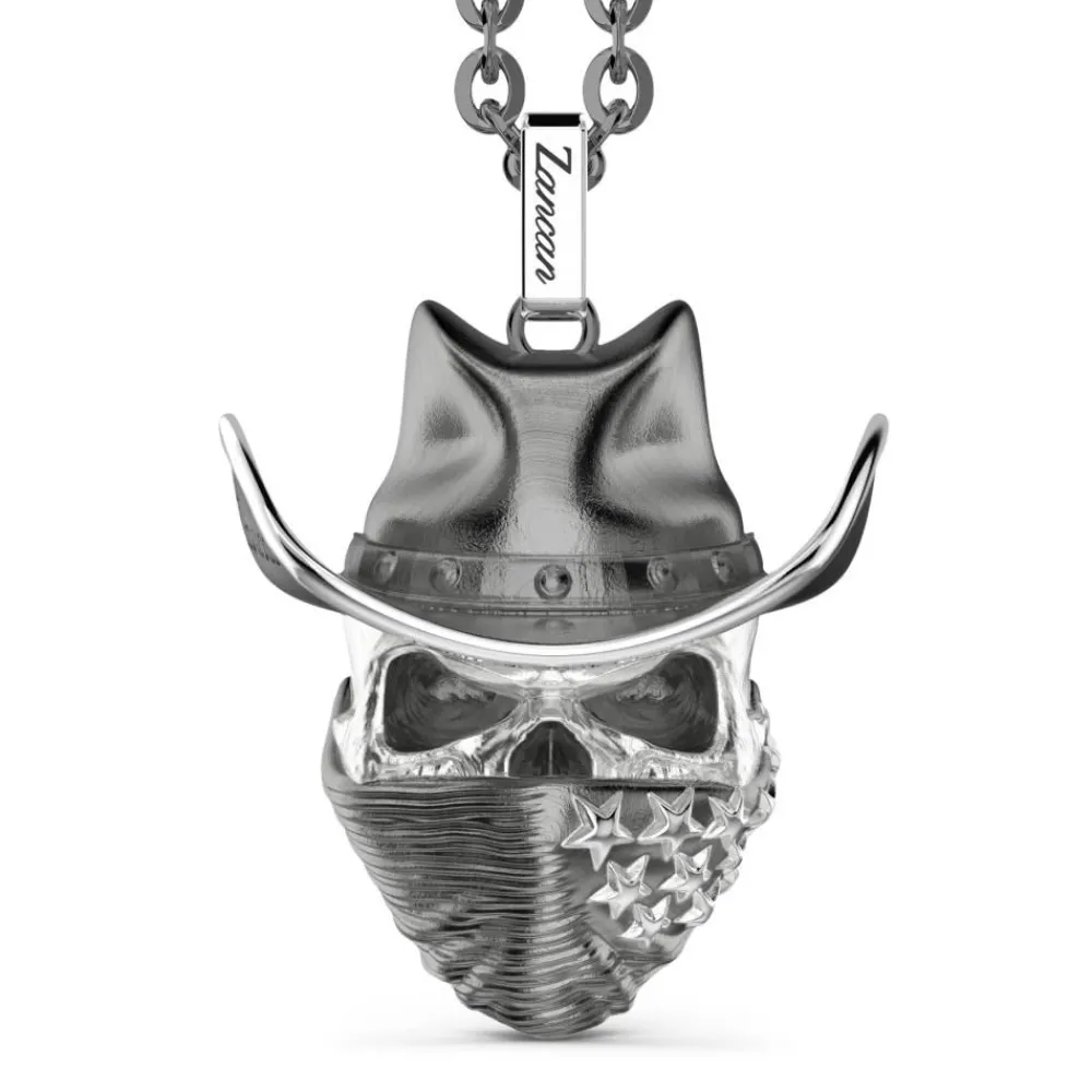 Store Zancan Silver Necklace With Cowboy Skull Pendant. Colliers