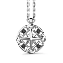 Store Zancan Silver Necklace With Wind Rose Pendant. Colliers