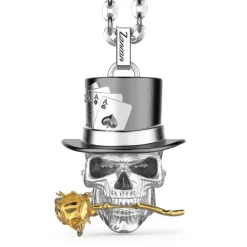 Discount Zancan Silver Necklace With Magician Skull Pendant. Colliers