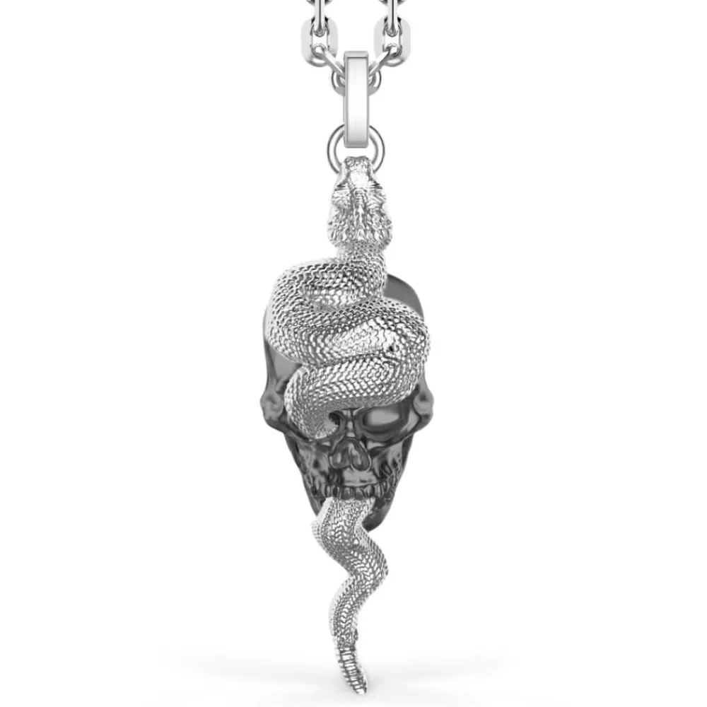 Clearance Zancan Silver Necklace With Skull-And-Serpent Pendant. Colliers