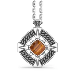 Flash Sale Zancan Silver Necklace With Wind Rose Pendant And Tiger'S Eye Stone. Colliers