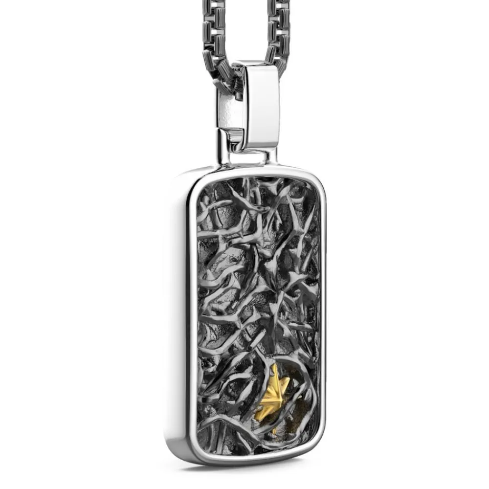 Hot Zancan Silver Necklace With Barbed-Wire Tag Pendant. Colliers