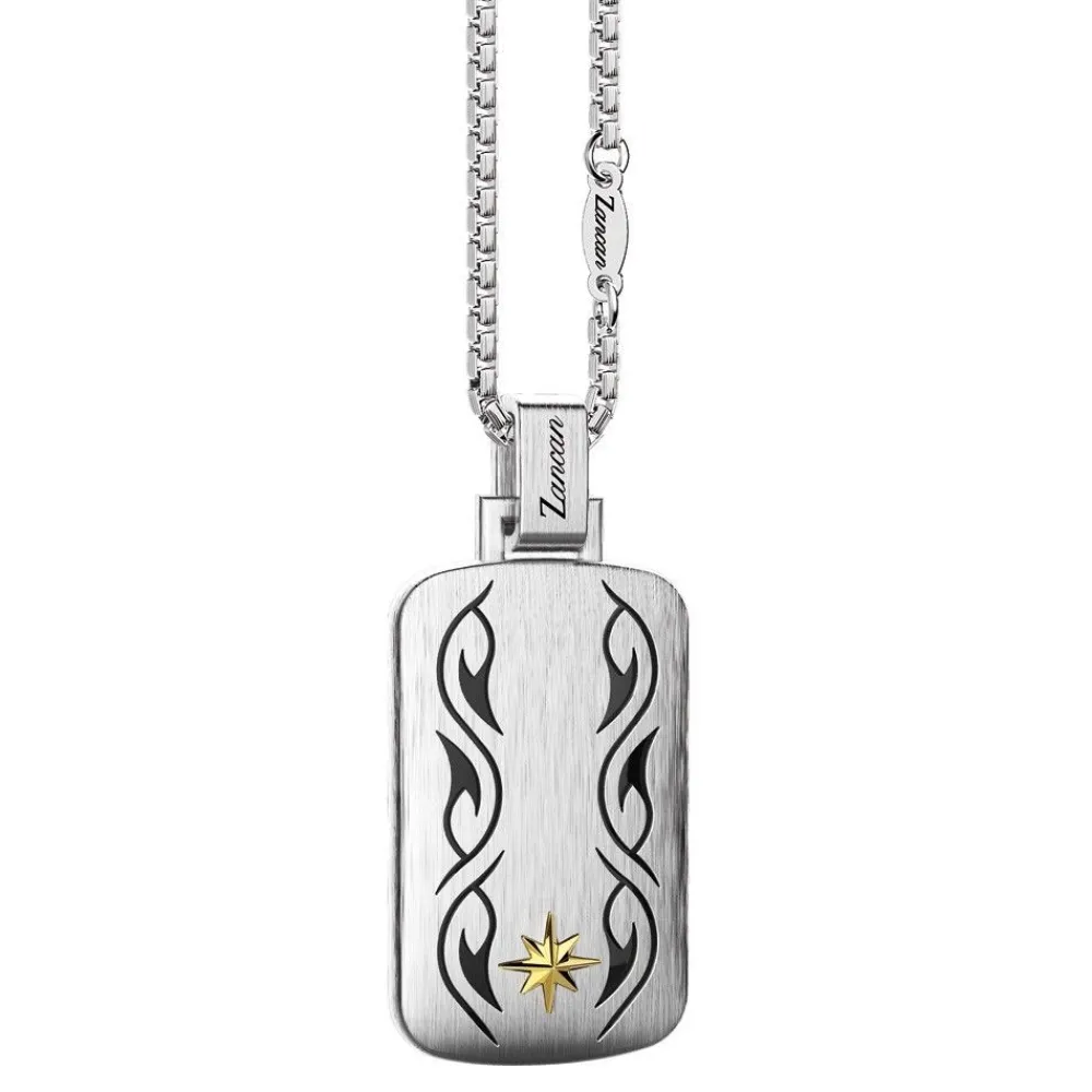 Online Zancan Silver Necklace With Tag Pendant And Tribal Motif. Colliers