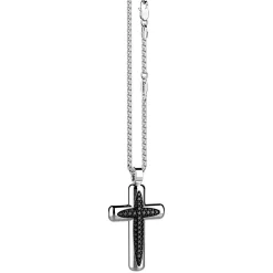 Flash Sale Zancan Silver Necklace With Cross Pendant And Black Stones. Colliers