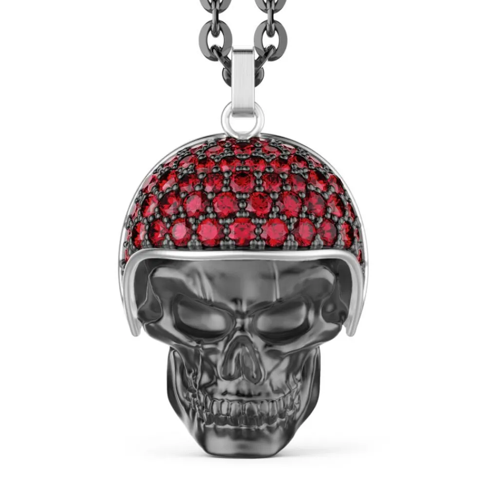 Sale Zancan Silver Necklace With Biker Skull Pendant With Red Stones. Colliers