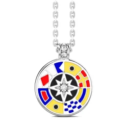 Store Zancan Silver Necklace With Pendant And Lacquered Details. Colliers