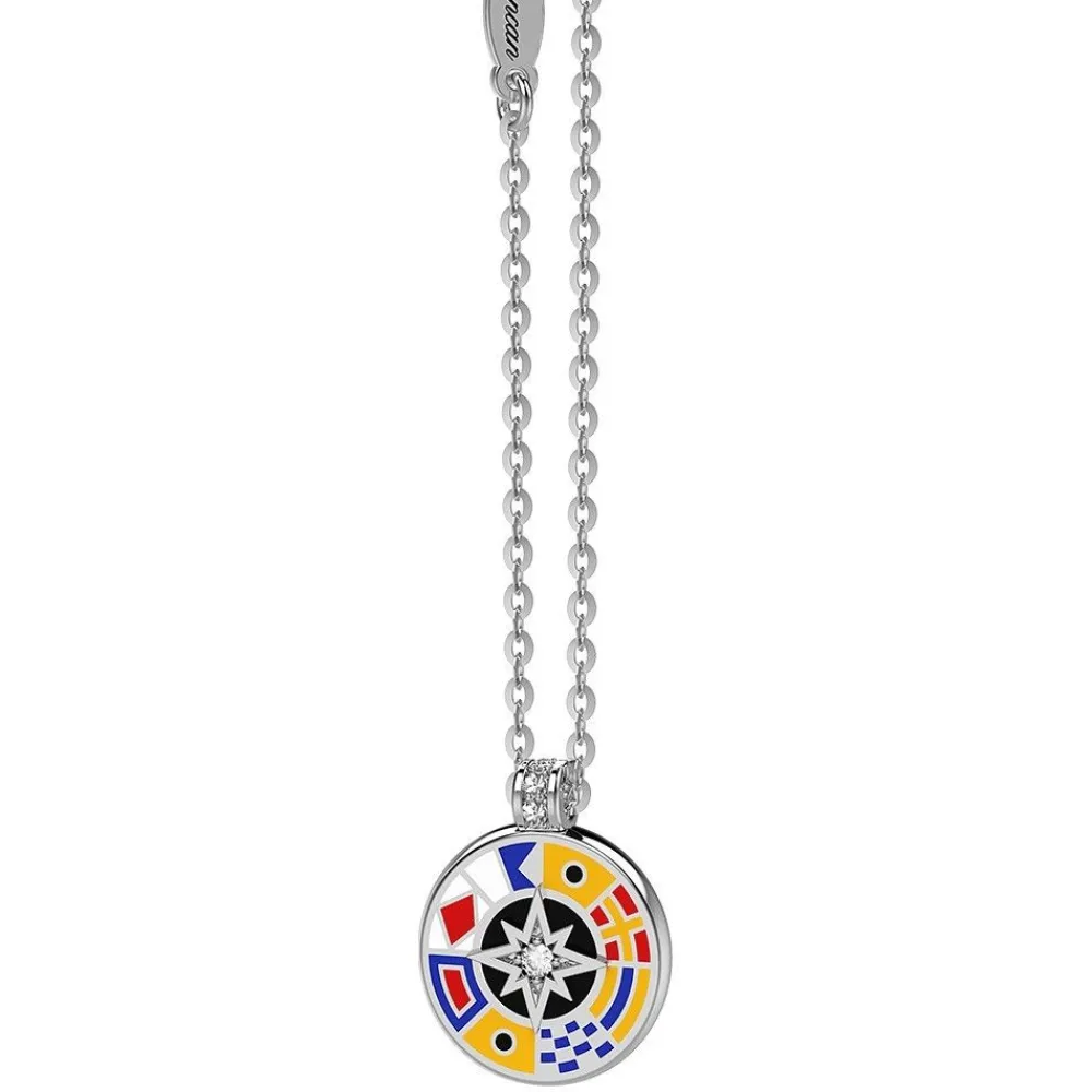 Store Zancan Silver Necklace With Pendant And Lacquered Details. Colliers