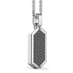 Flash Sale Zancan Silver Necklace With Tag Pendant Studded With Black Stones. Colliers