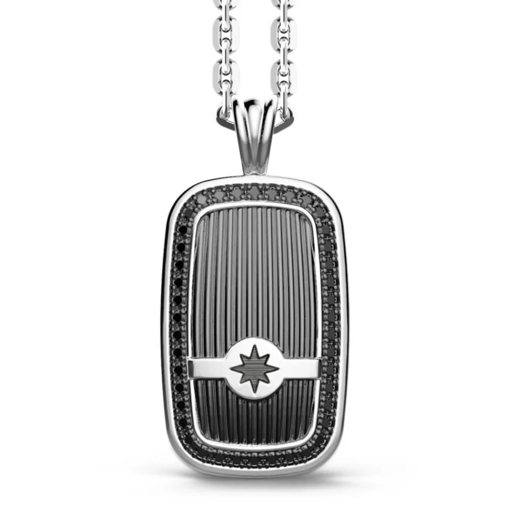 Flash Sale Zancan Silver Necklace With Tag And Black Stones. Colliers