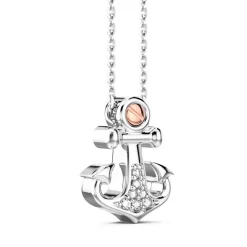 Outlet Zancan Silver Necklace With Anchor Pendant And White Stones. Colliers