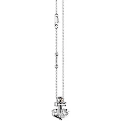 Outlet Zancan Silver Necklace With Anchor Pendant And White Stones. Colliers