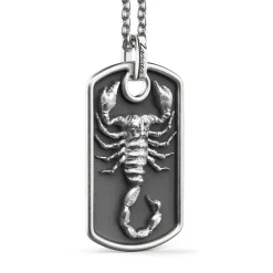 Best Zancan Silver Necklace With Scorpion On Tag Pendant. Colliers