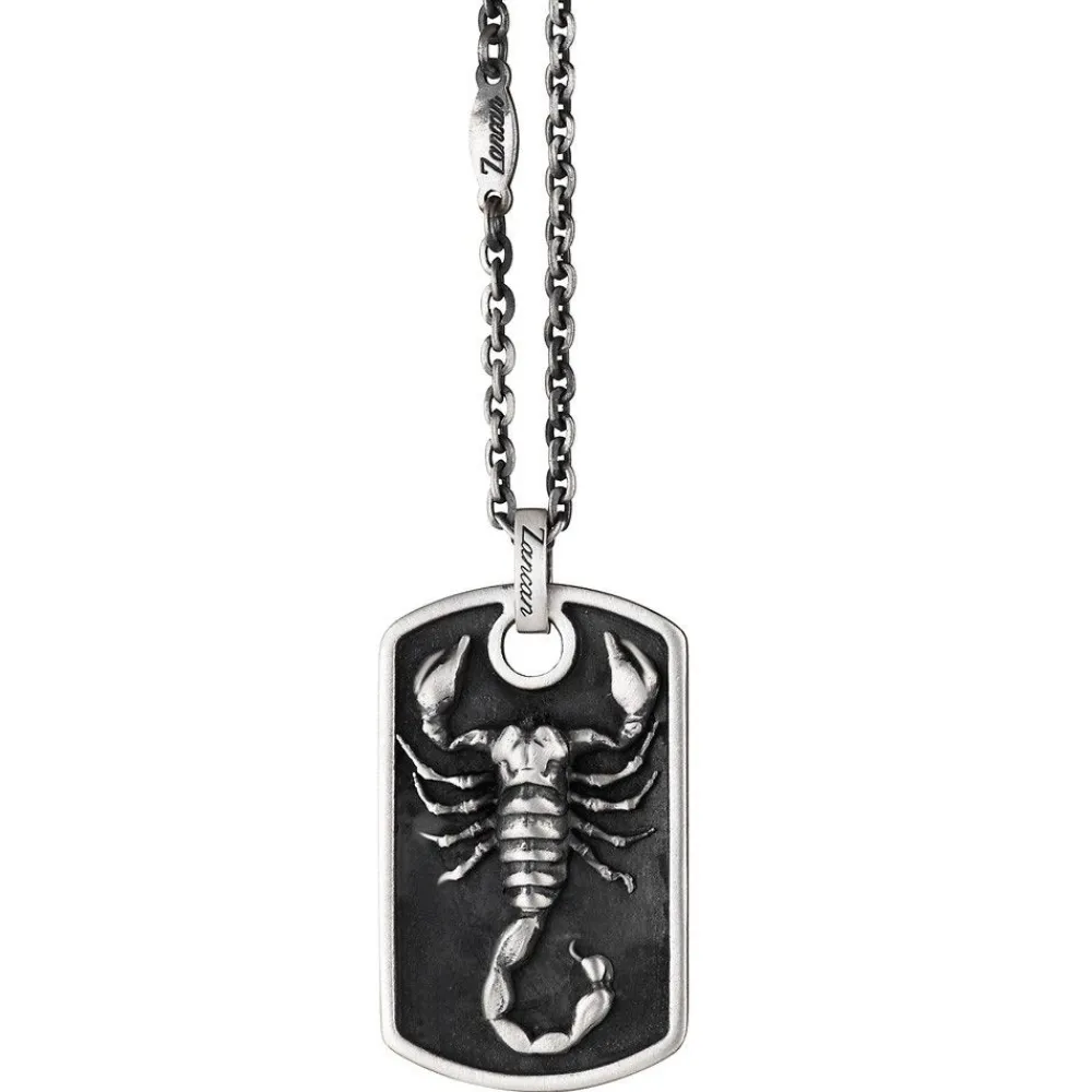 Best Zancan Silver Necklace With Scorpion On Tag Pendant. Colliers