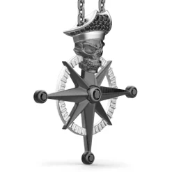 Outlet Zancan Silver Necklace With Pirate Skull Pendant. Colliers