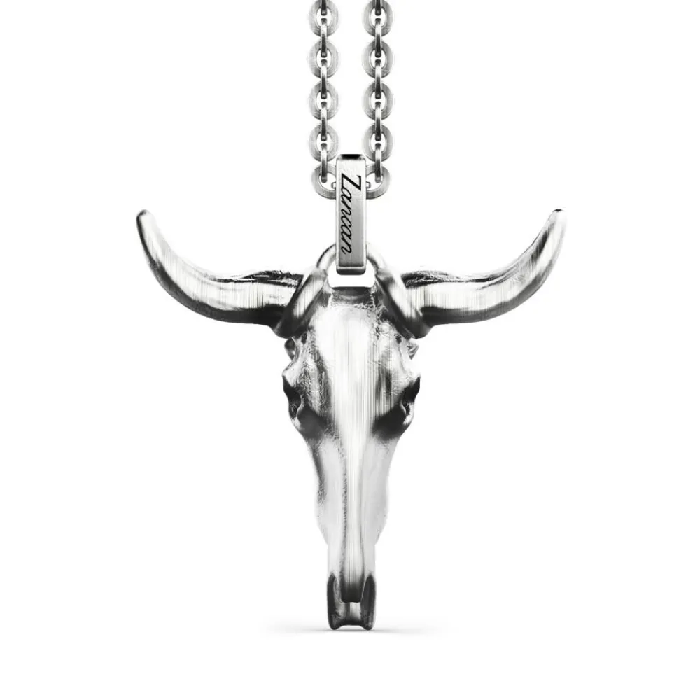 New Zancan Silver Necklace With Buffalo Pendant. Colliers