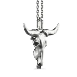 New Zancan Silver Necklace With Buffalo Pendant. Colliers