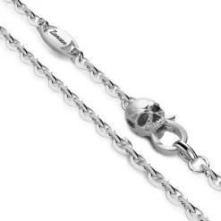 Best Zancan Silver Necklace With Biker Skull Pendant With Black Stones. Colliers