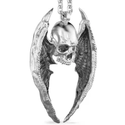 Discount Zancan Silver Necklace With Winged Skull Pendant. Colliers