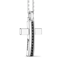 Best Sale Zancan Silver Necklace With Cross Pendant And Black Stones. Colliers