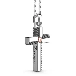 Discount Zancan Silver Necklace With Cross Pendant And Rose Gold Screw. Colliers