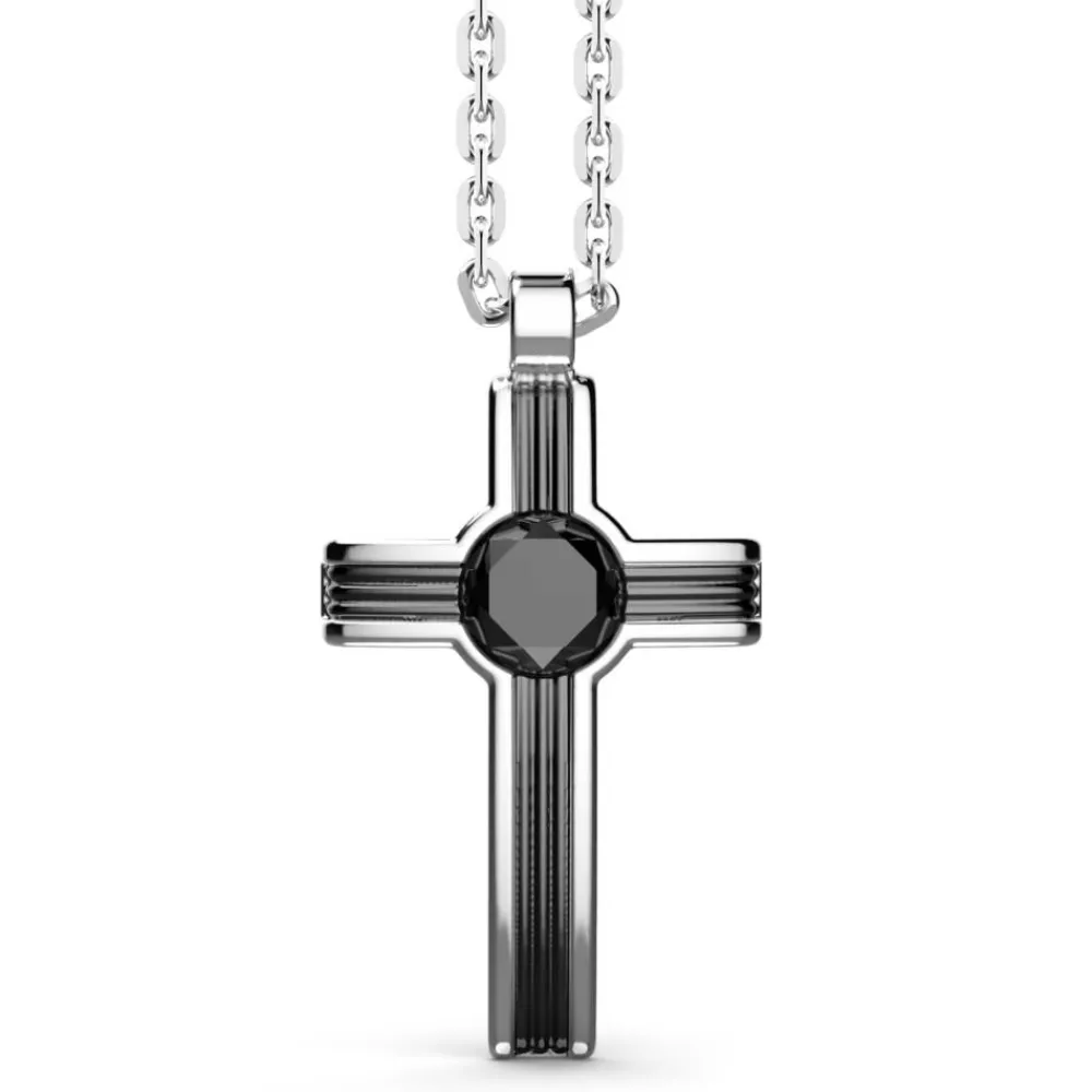 Sale Zancan Silver Necklace With Cross Pendant And Onyx Stone. Colliers