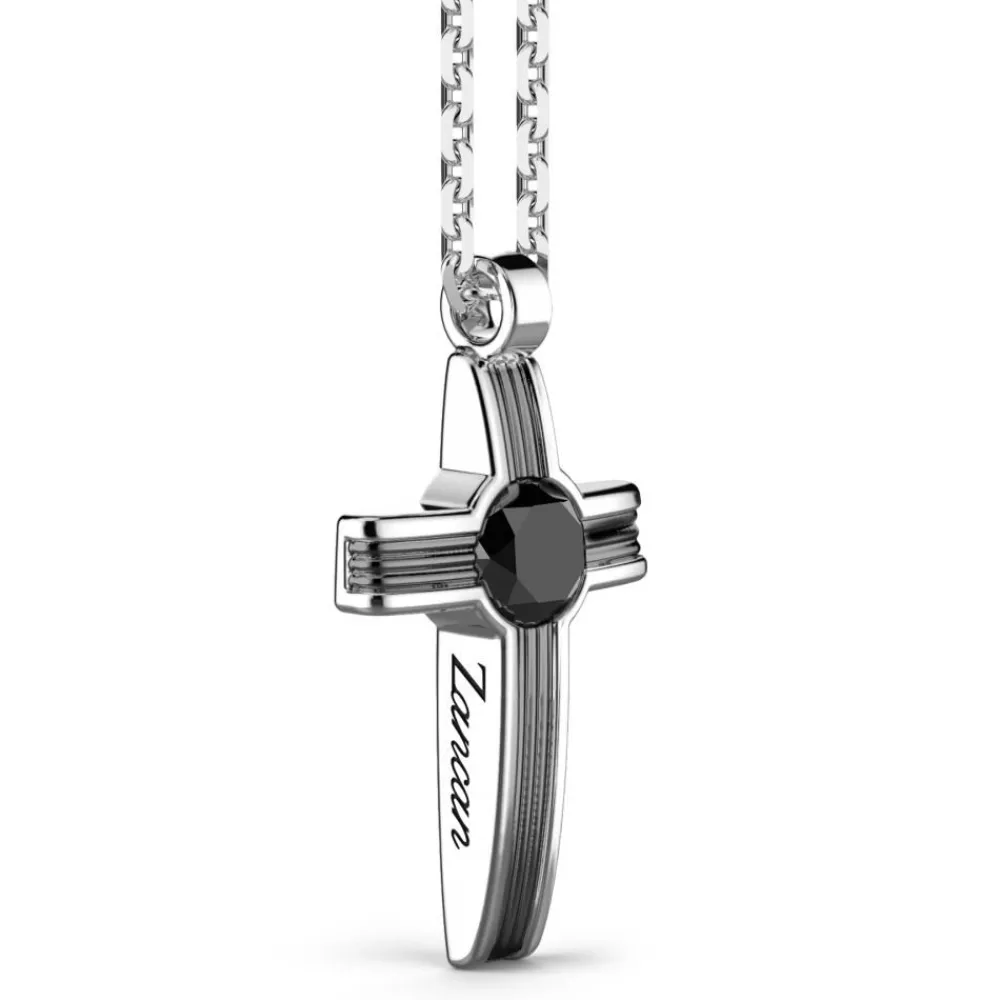 Sale Zancan Silver Necklace With Cross Pendant And Onyx Stone. Colliers