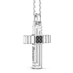 Best Sale Zancan Silver Necklace With Cross Pendant And Black Stones. Colliers