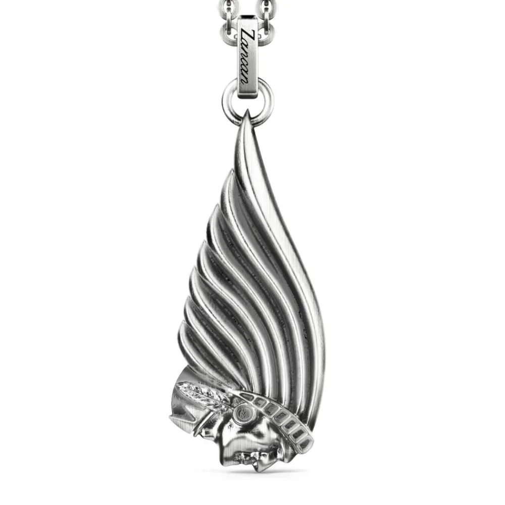 Clearance Zancan Silver Necklace With Native American Pendant. Colliers