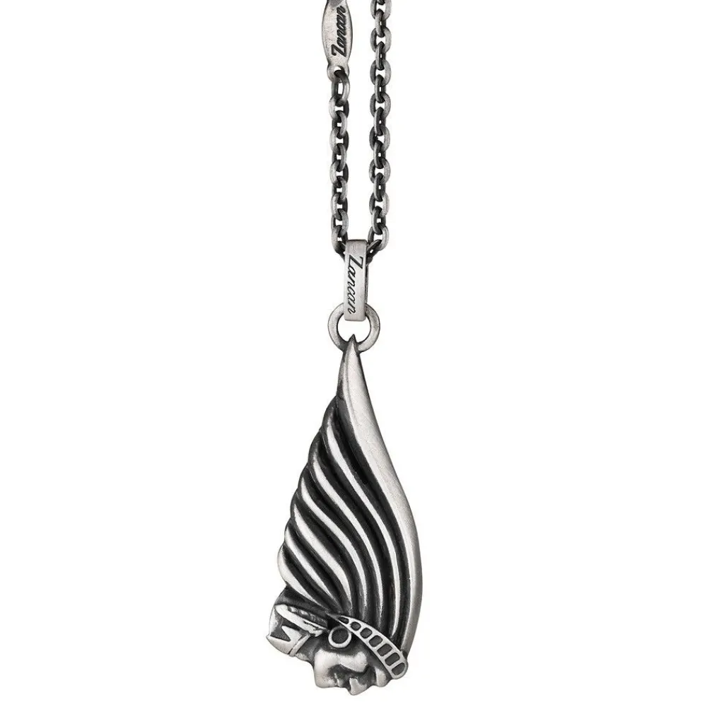 Clearance Zancan Silver Necklace With Native American Pendant. Colliers