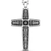 Cheap Zancan Silver Necklace With Cross Pendant And Black Stones. Colliers