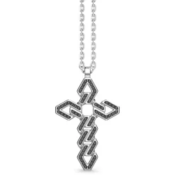 Flash Sale Zancan Silver Necklace With Cross Pendant And Black Stones. Colliers