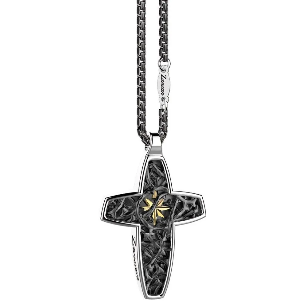 Discount Zancan Silver Necklace With Barbed-Wire Cross Pendant. Colliers
