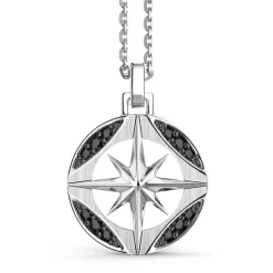 New Zancan Silver Necklace With Black Stones. Colliers