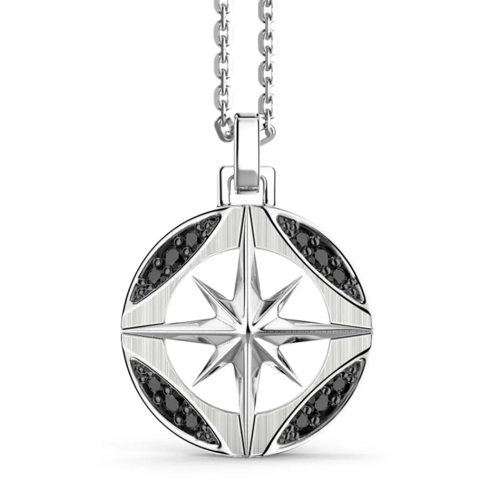 New Zancan Silver Necklace With Black Stones. Colliers