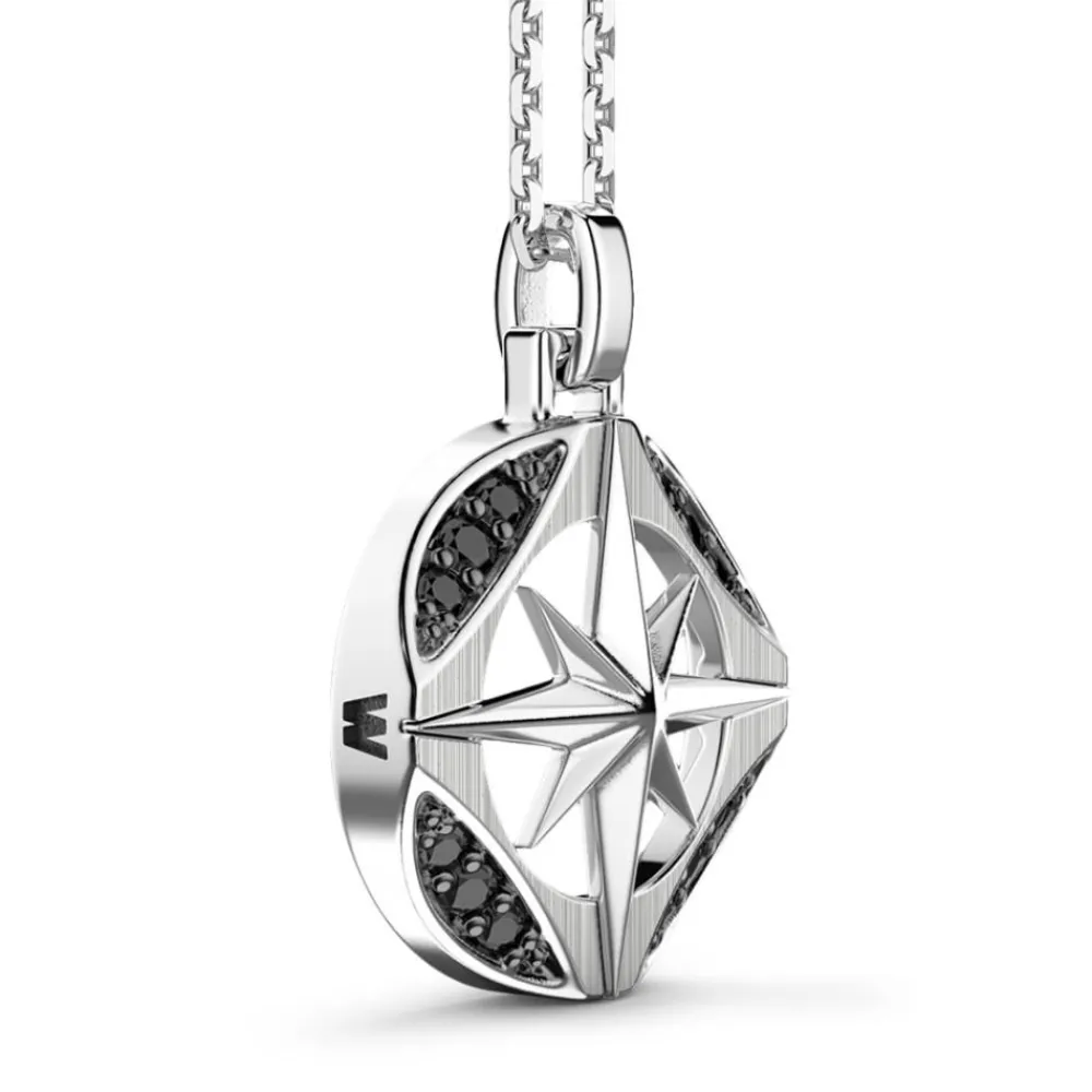 New Zancan Silver Necklace With Black Stones. Colliers