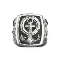 Outlet Zancan Silver Ring With Anchor. Bagues