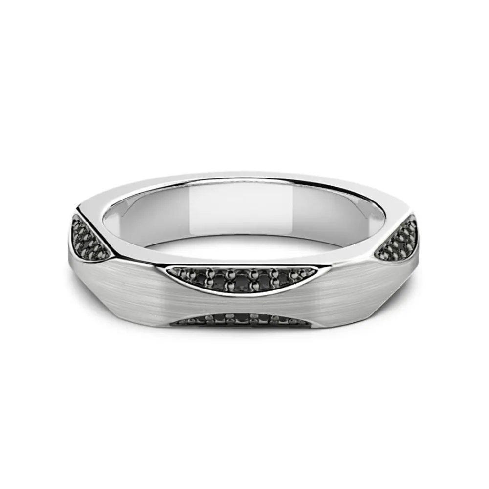 Cheap Zancan Silver Ring With Black Stones. Bagues