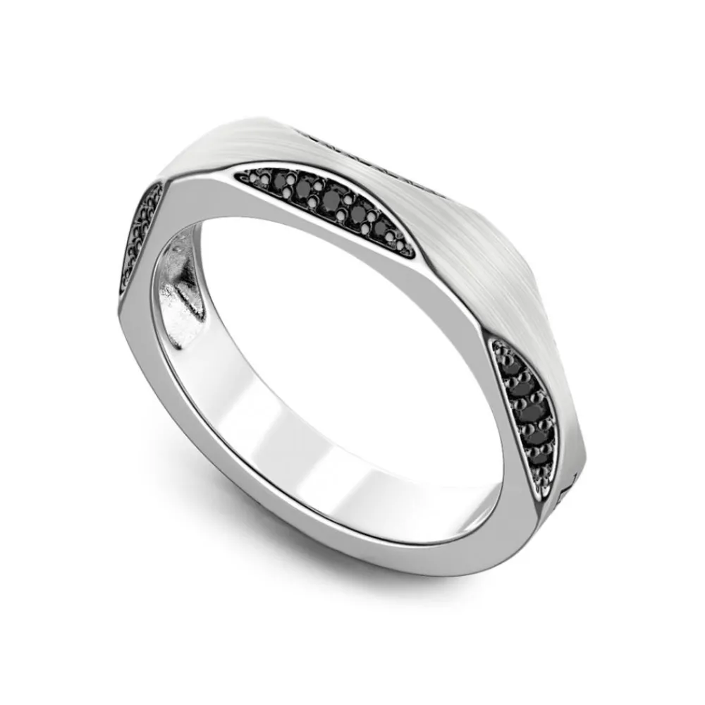 Cheap Zancan Silver Ring With Black Stones. Bagues