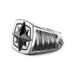 Best Zancan Silver Ring With Ceramic Wind Rose. Bagues