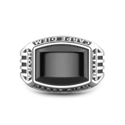 Sale Zancan Silver Ring With Inscription In Latin And Onyx. Bagues