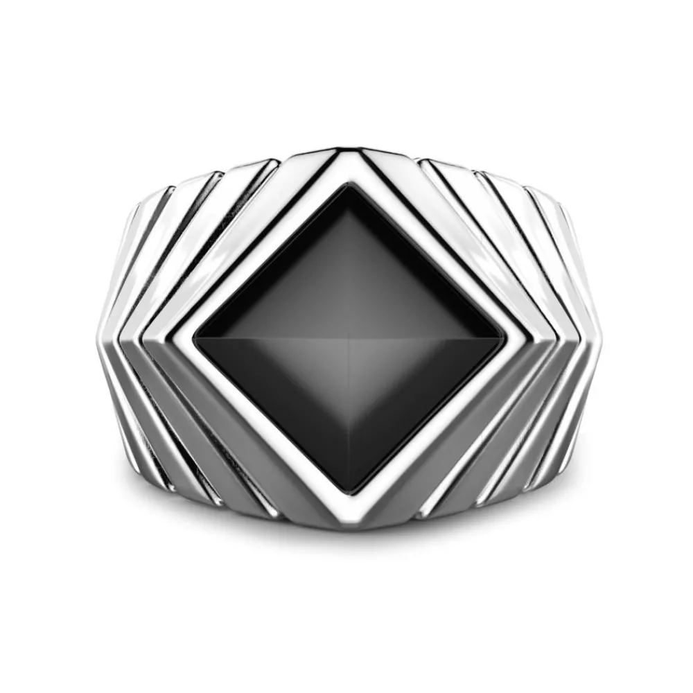 Flash Sale Zancan Silver Ring With Onyx. Bagues