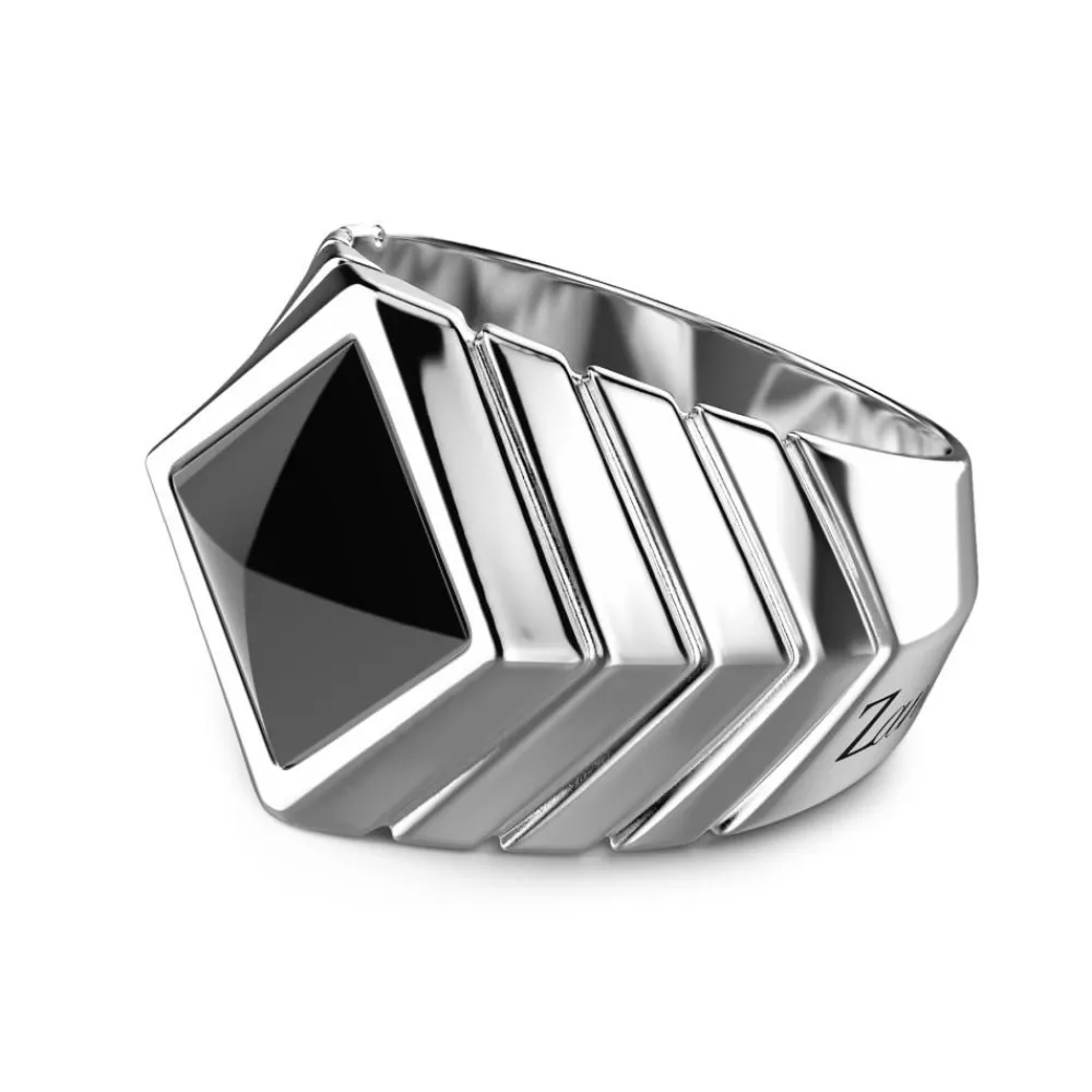 Flash Sale Zancan Silver Ring With Onyx. Bagues