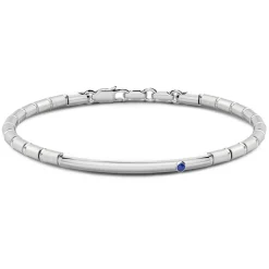 Hot Zancan Silver Semi-Rigid Bracelet With Blue Sapphire. Bracelets