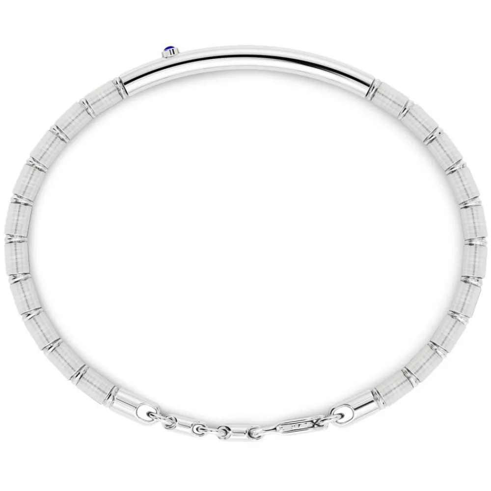 Hot Zancan Silver Semi-Rigid Bracelet With Blue Sapphire. Bracelets