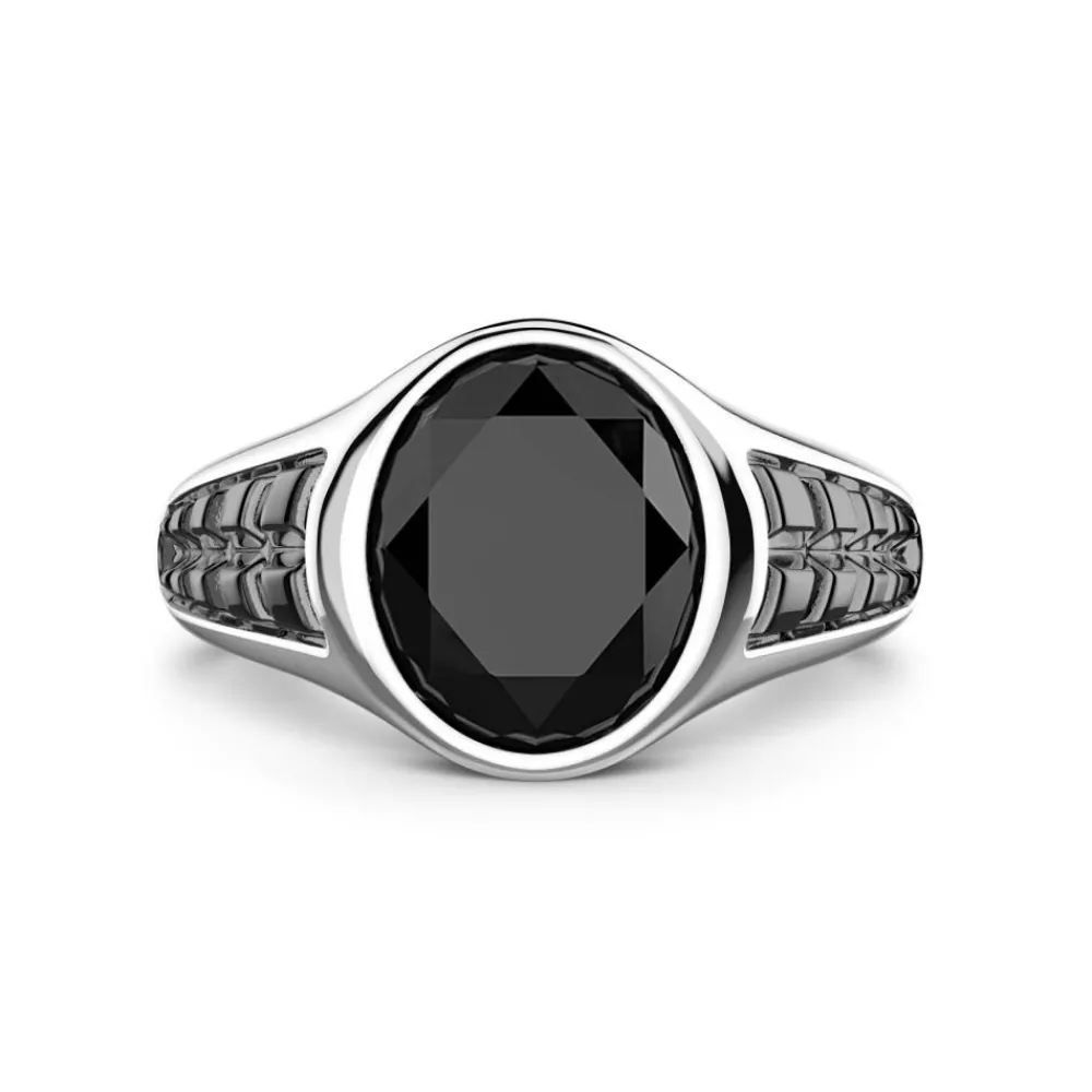 Discount Zancan Silver Signet Ring With Oval Onyx Stone. Bagues