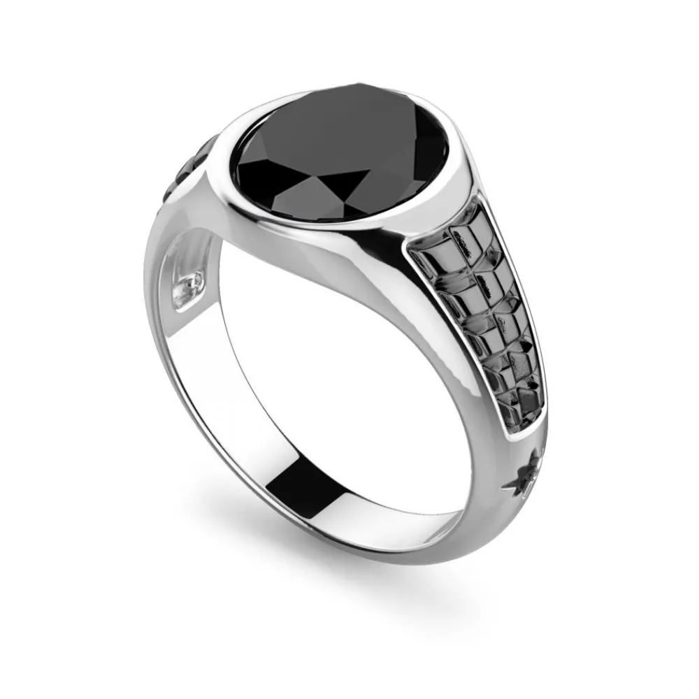 Discount Zancan Silver Signet Ring With Oval Onyx Stone. Bagues