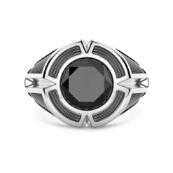 Cheap Zancan Silver Signet Ring With Central Onyx Stone. Bagues