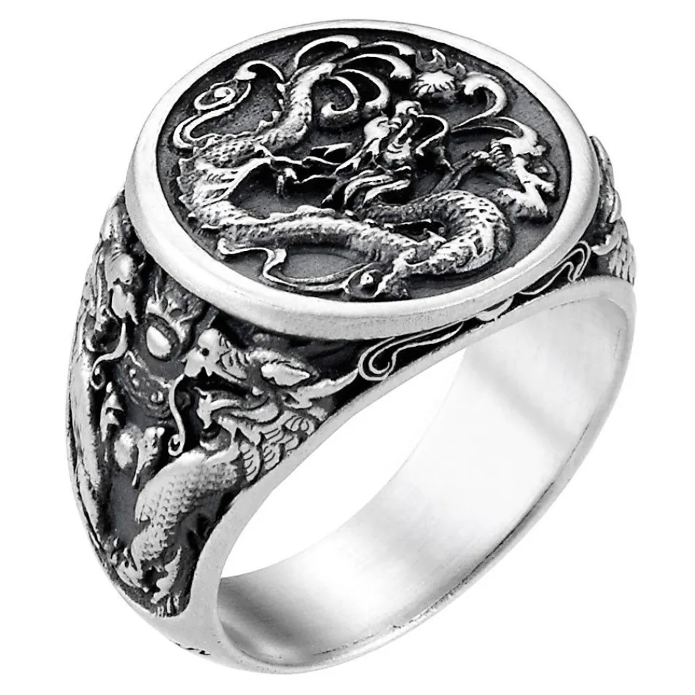 Best Sale Zancan Silver Signet Ring With Dragon. Bagues